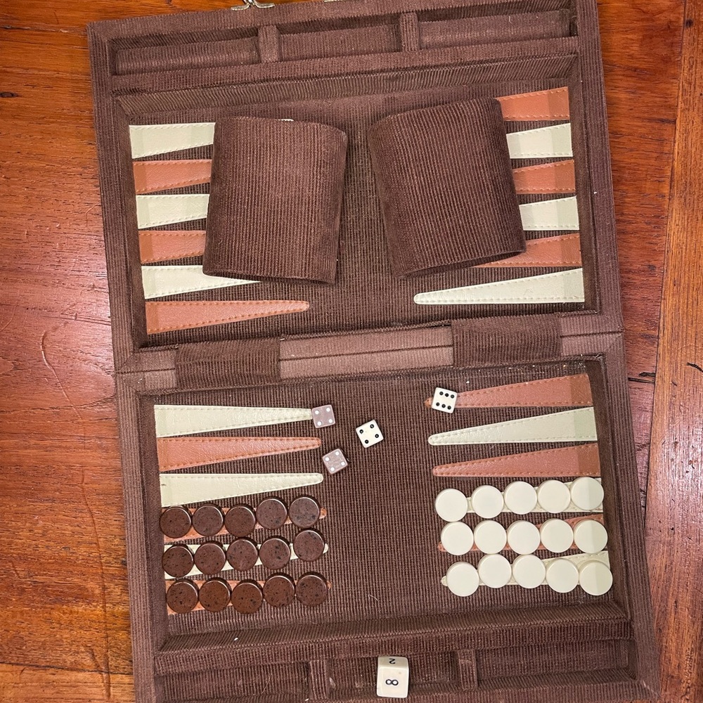Vintage Corduroy Backgammon Set